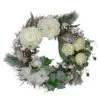 White And Silver Floral Flocked Pine Artificial Grapevine Christmas Wreath - 24-Inch, Unlit