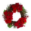 Red Poinsettia And Hydrangea Flowers With Berries Artificial Christmas Wreath - 24-Inch, Unlit -Optimal Christmas Shop northlight kji28197 29391.1667578458