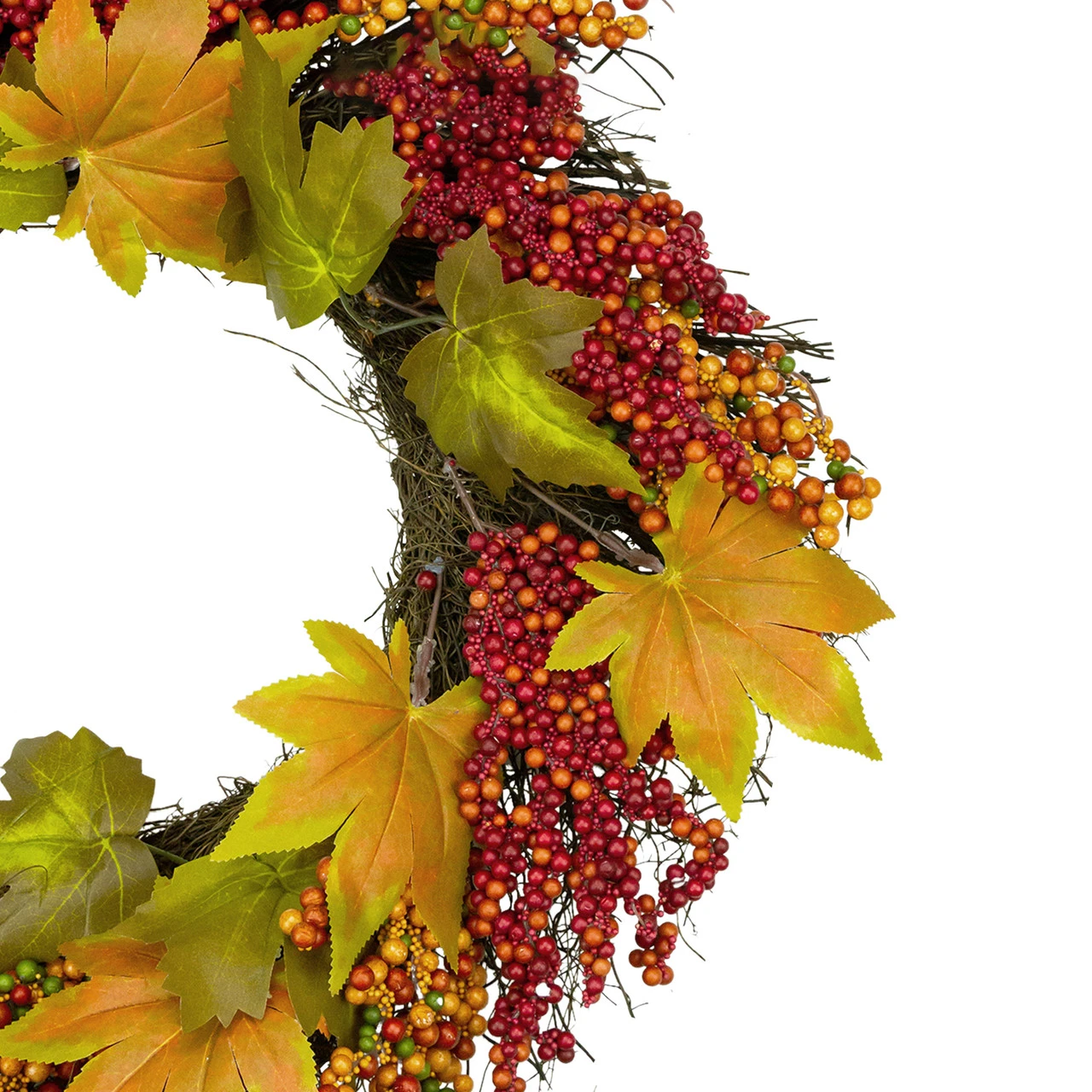 Maple Leaf And Berry Twig Artificial Fall Harvest Wreath, 22-Inch 5 Maple Leaf And Berry Twig Artificial Fall Harvest Wreath, 22-Inch - Image 3