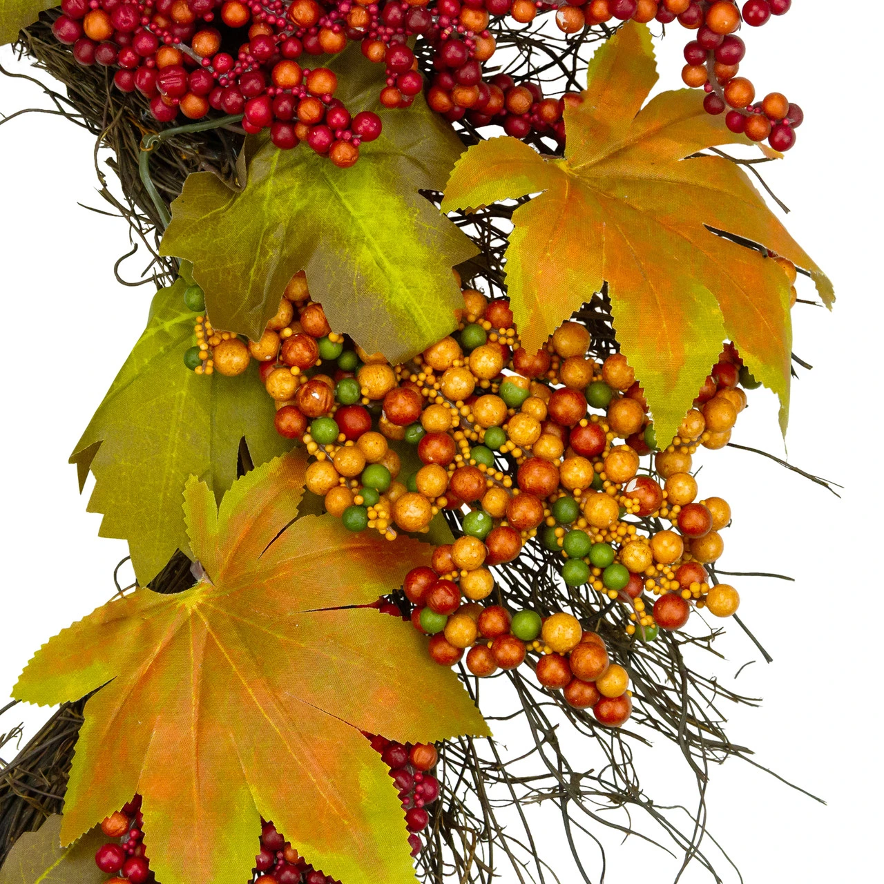 Maple Leaf And Berry Twig Artificial Fall Harvest Wreath, 22-Inch 6 Maple Leaf And Berry Twig Artificial Fall Harvest Wreath, 22-Inch - Image 4
