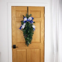 28" Mixed Pine And Blueberries Artificial Christmas Teardrop Swag - Unlit -Optimal Christmas Shop northlight kji85785 styled 86425.1686339719