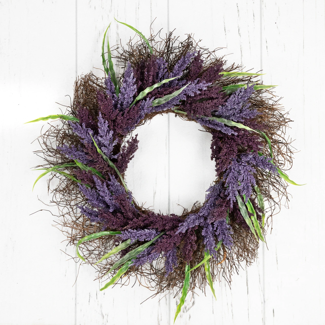 Lavender Spiral Vine Wreath, 22-Inch, Unlit 4 Lavender Spiral Vine Wreath, 22-Inch, Unlit - Image 2