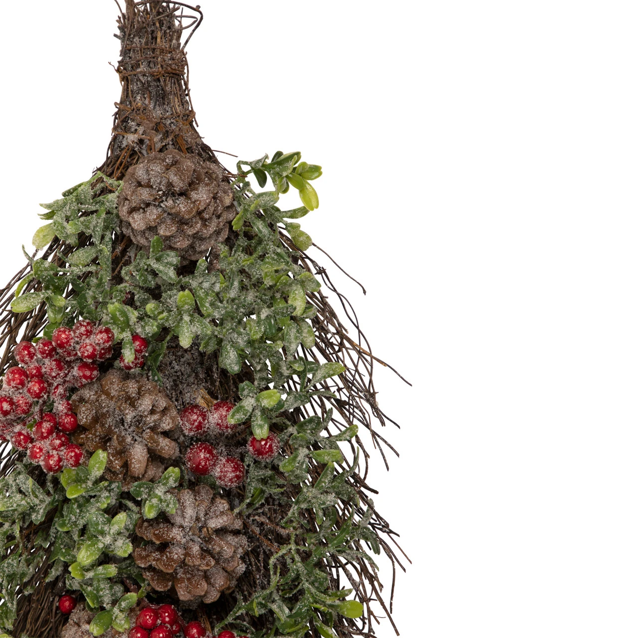 28" Glittered Pine Cone And Berry Artificial Teardrop Christmas Swag - Unlit 6 28" Glittered Pine Cone And Berry Artificial Teardrop Christmas Swag - Unlit - Image 4
