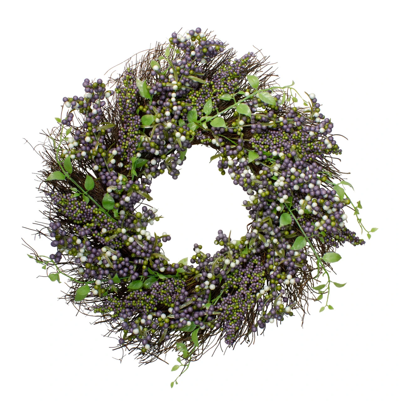 Purple Mini Berry Artificial Thanksgiving Wreath, 22-Inch Unlit 3 Purple Mini Berry Artificial Thanksgiving Wreath, 22-Inch Unlit