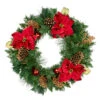 Green Pine And Poinsettias Artificial Christmas Wreath - 24-Inch, Unlit -Optimal Christmas Shop northlight kjit9968 updated 09024.1667660120