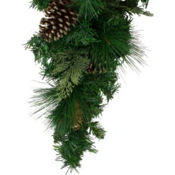 28" Artificial Mixed Pine With Pine Cones And Gold Glitter Christmas Teardrop Swag - Unlit -Optimal Christmas Shop northlight kjix5715td 3 updated 07905.1667659757