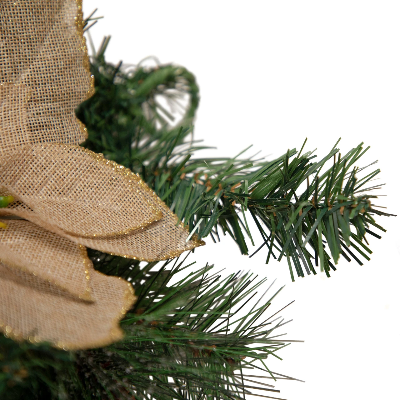 28" Mixed Pine Berry And Poinsettia Artificial Christmas Teardrop Swag - Unlit 7 28" Mixed Pine Berry And Poinsettia Artificial Christmas Teardrop Swag - Unlit - Image 5