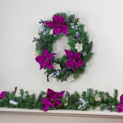 6' X 10" Poinsettia And Pine Cone Artificial Christmas Garland - Unlit -Optimal Christmas Shop northlight kjix7204 4 81011.1667660014