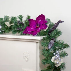 6' X 10" Poinsettia And Pine Cone Artificial Christmas Garland - Unlit -Optimal Christmas Shop northlight kjix7204gl 5 80062.1667660013