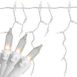 300 Clear Mini Icicle Christmas Lights - 13.5 Ft White Wire