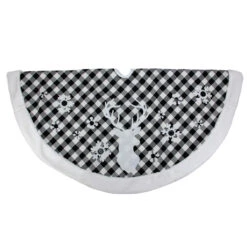 48" Black And White Plaid Reindeer Christmas Tree Skirt -Optimal Christmas Shop northlight l15306 2 98599.1667573492