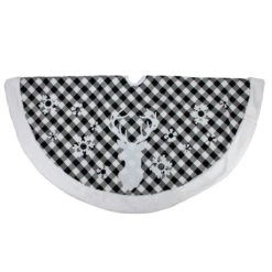 48" Black And White Plaid Reindeer Christmas Tree Skirt -Optimal Christmas Shop northlight l15306 3 19660.1667573492