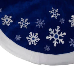 48" Blue Velveteen Snowflake Christmas Tree Skirt With Faux Fur Trim -Optimal Christmas Shop northlight l27897 1 08837.1667573703