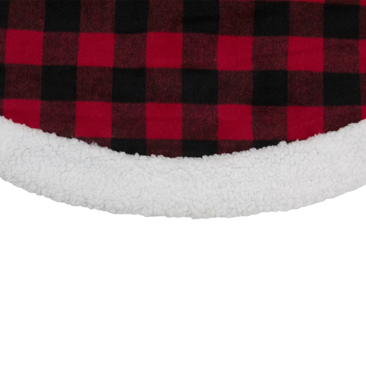 48" Black And Red Buttoned Buffalo Plaid Christmas Tree Skirt 5 48" Black And Red Buttoned Buffalo Plaid Christmas Tree Skirt - Image 3