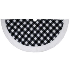 48" Black And White Buffalo Plaid Christmas Tree Skirt With Sherpa Trim 6 48" Black And White Buffalo Plaid Christmas Tree Skirt With Sherpa Trim -Optimal Christmas Shop northlight l27901 3 97362.1667529978