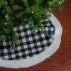 48" Black And White Buffalo Plaid Christmas Tree Skirt With Sherpa Trim -Optimal Christmas Shop northlight l27901 84025.1667529978