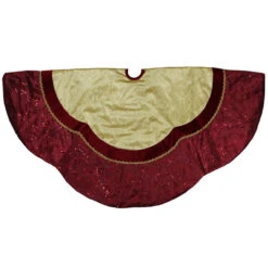 60" Red And Gold Scalloped Sequined Christmas Tree Skirt -Optimal Christmas Shop northlight l27929 3 60398.1667570051