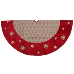 60" Burlap Glittered Snowflake Rustic Christmas Tree Skirt With Red Velvet Trim 6 60" Burlap Glittered Snowflake Rustic Christmas Tree Skirt With Red Velvet Trim -Optimal Christmas Shop northlight l27931 3 42690.1667529980