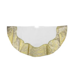 48" White And Gold Two Toned Flourish Christmas Tree Skirt