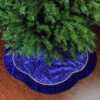 48" Royal Blue And Silver Swirl Christmas Tree Skirt With Scalloped Trim -Optimal Christmas Shop northlight l85480 61790.1667662605