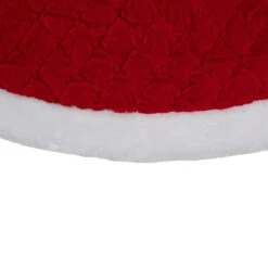 48" Red And White Quilted Faux Fur Border Christmas Tree Skirt -Optimal Christmas Shop northlight l85492 2 53569.1667662605