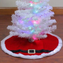 20" Traditional Red And White Santa Claus Belt Buckle Mini Christmas Tree Skirt