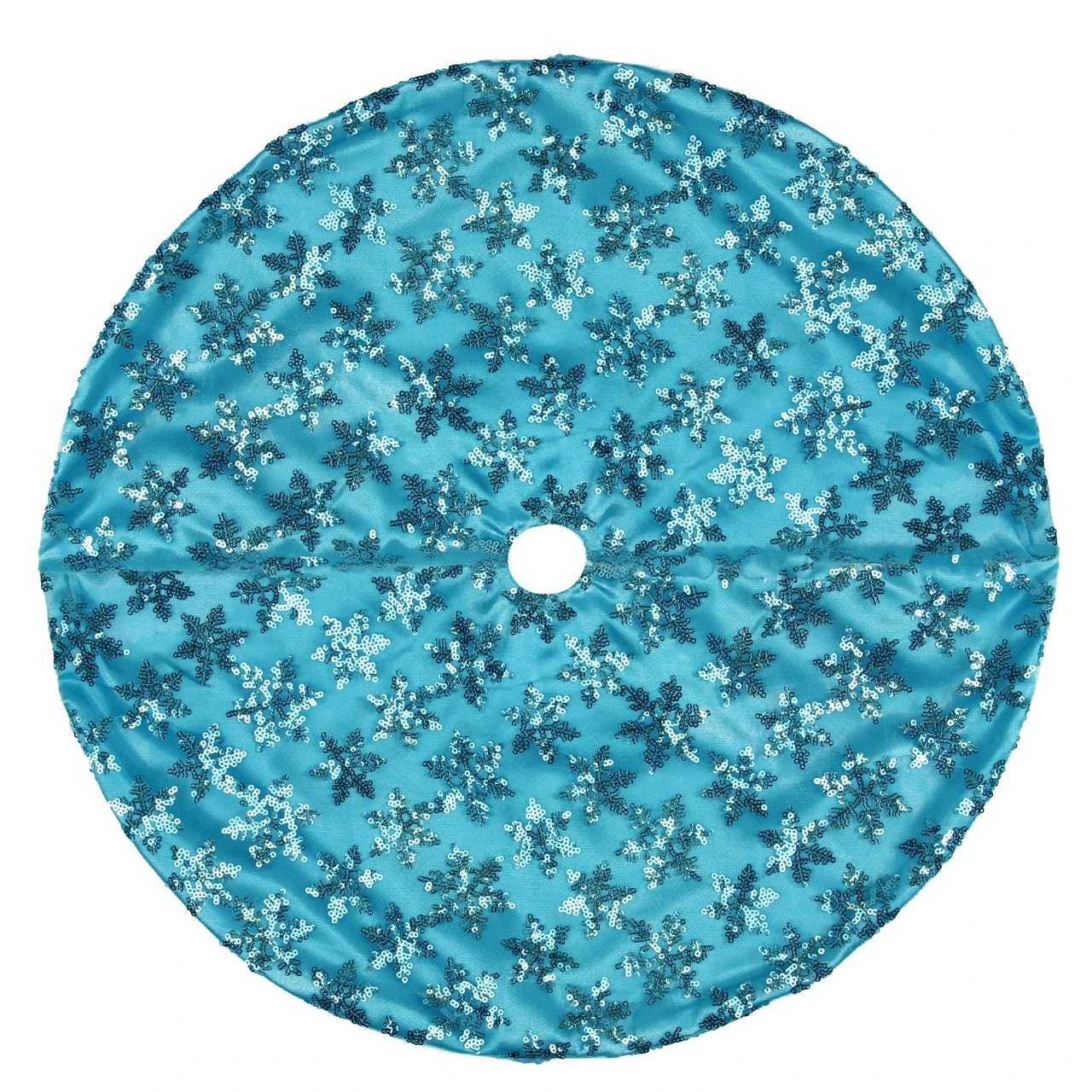 20" Blue Sequin Snowflake Pattern Mini Christmas Tree Skirt 3 20" Blue Sequin Snowflake Pattern Mini Christmas Tree Skirt