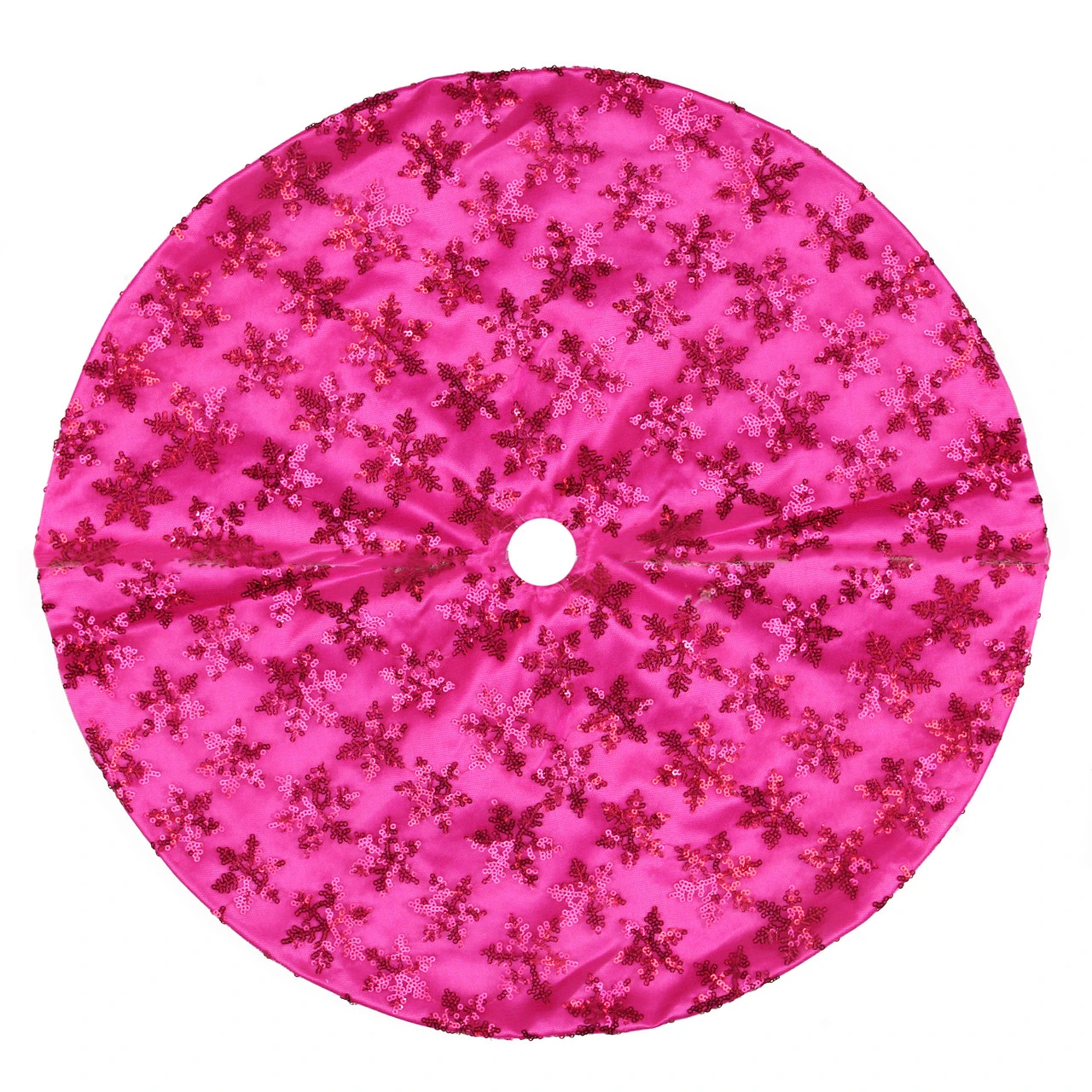 20" Pink Sequin Snowflake Mini Christmas Tree Skirt 3 20" Pink Sequin Snowflake Mini Christmas Tree Skirt