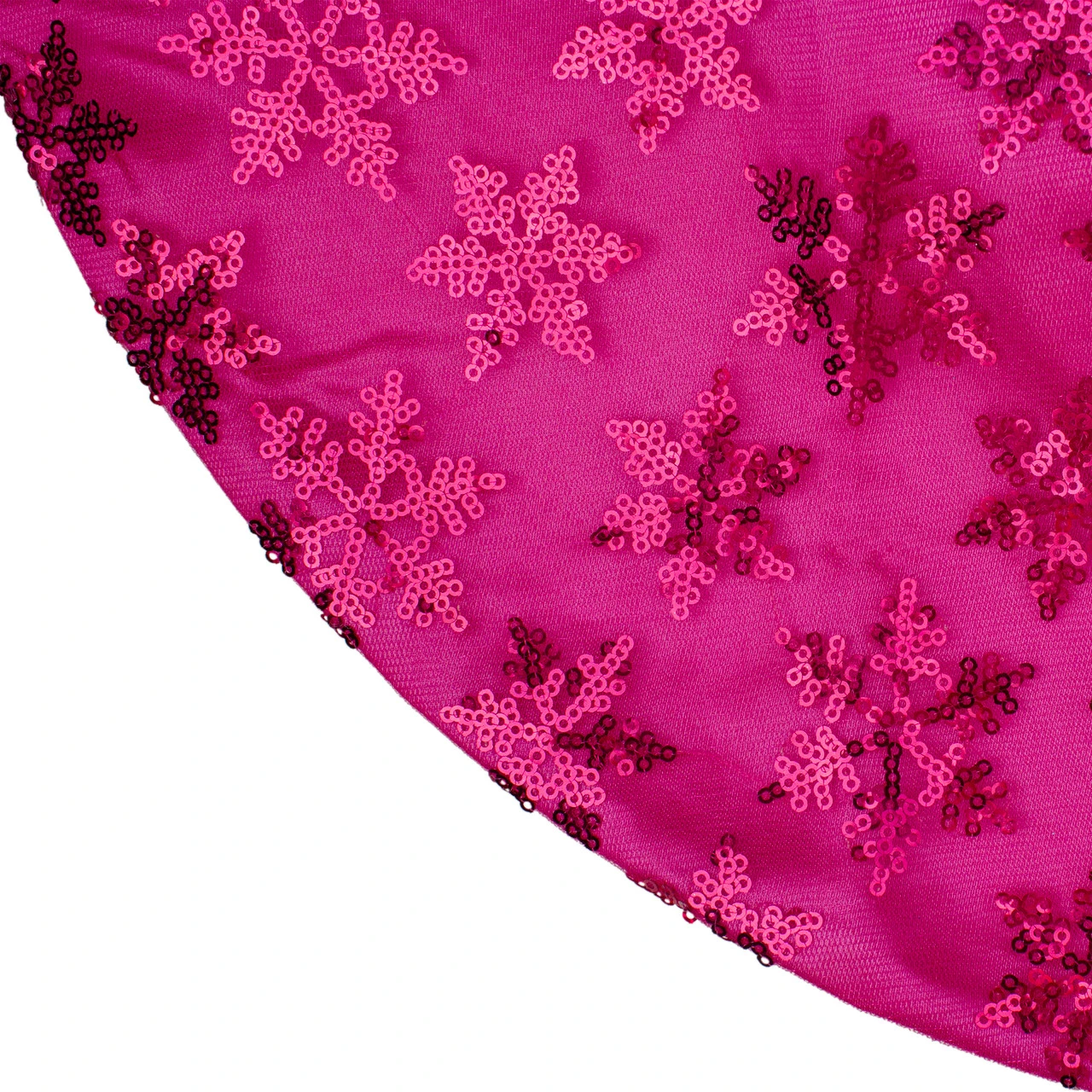 20" Pink Sequin Snowflake Mini Christmas Tree Skirt 5 20" Pink Sequin Snowflake Mini Christmas Tree Skirt - Image 3