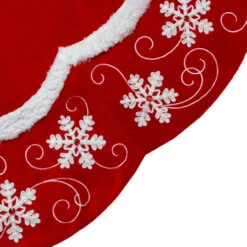 48-Inch Velvet Red And White Snowflake Scallop Christmas Tree Skirt -Optimal Christmas Shop northlight l87990 2 sample 78033.1667569265