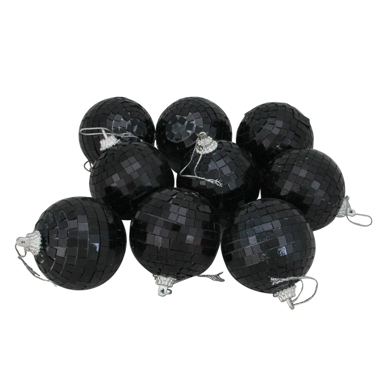 9ct Jet Black Mirrored Glass Disco Christmas Ball Ornaments 2.5" (60mm) 3 9ct Jet Black Mirrored Glass Disco Christmas Ball Ornaments 2.5" (60mm)