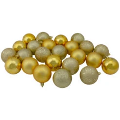 24ct Vegas Gold Shatterproof 4-Finish Christmas Ball Ornaments 2.5" (60mm)