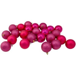 24ct Magenta Pink Shatterproof 4-Finish Christmas Ball Ornaments 2.5" (60mm)