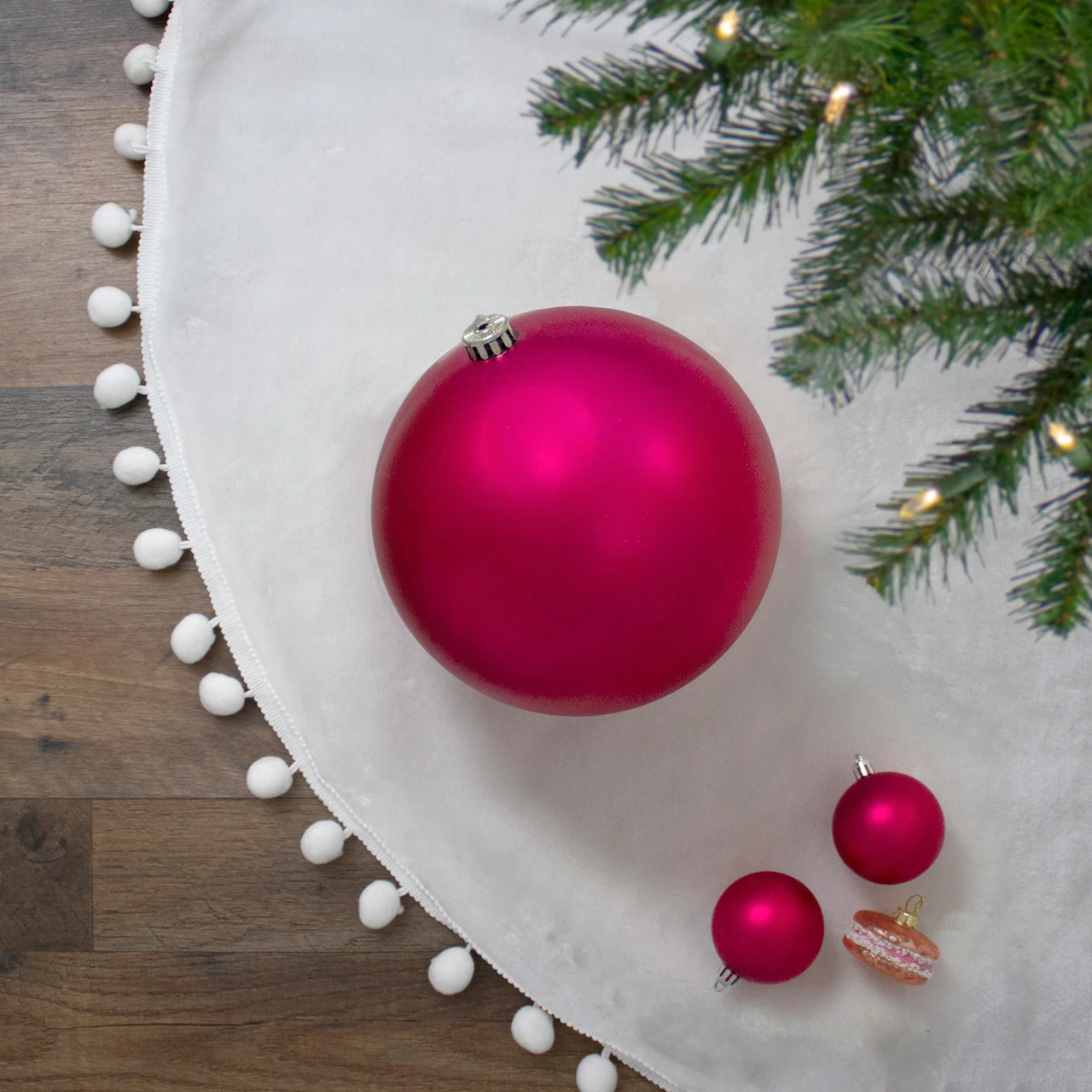 Magenta Pink Shatterproof Matte Christmas Ball Ornament 8" (200mm) 4 Magenta Pink Shatterproof Matte Christmas Ball Ornament 8" (200mm) - Image 2