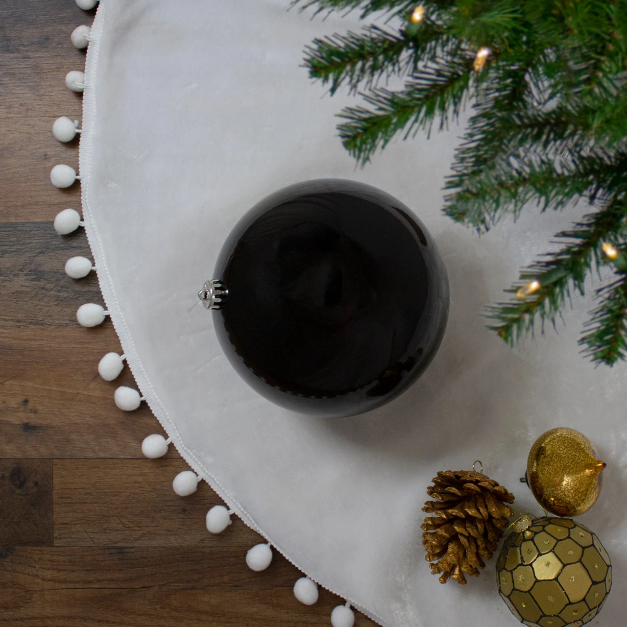 Shiny Jet Black Shatterproof Christmas Ball Ornament 8" (200mm) 4 Shiny Jet Black Shatterproof Christmas Ball Ornament 8" (200mm) - Image 2