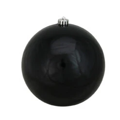 Shiny Jet Black Shatterproof Christmas Ball Ornament 8" (200mm)