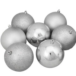 12ct Shatterproof 4-Finish Silver Splendor Christmas Ball Ornaments 4" (100mm) -Optimal Christmas Shop northlight lj35164 02 25669.1667488433
