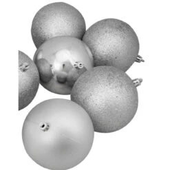 12ct Shatterproof 4-Finish Silver Splendor Christmas Ball Ornaments 4" (100mm) -Optimal Christmas Shop northlight lj35164 03 91893.1667488433