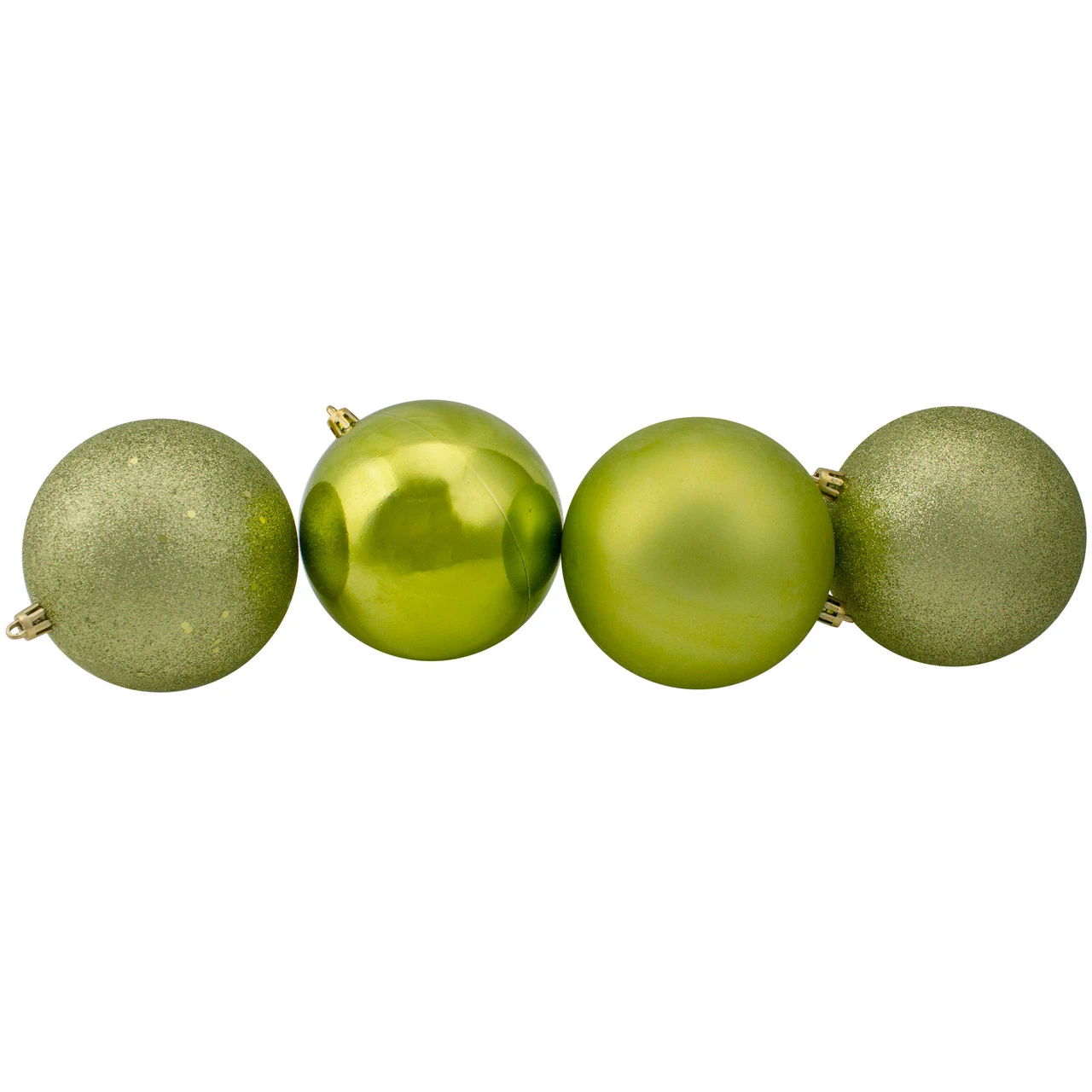 12ct Kiwi Green Shatterproof 4-Finish Christmas Ball Ornaments 4" (100mm) 4 12ct Kiwi Green Shatterproof 4-Finish Christmas Ball Ornaments 4" (100mm) - Image 2