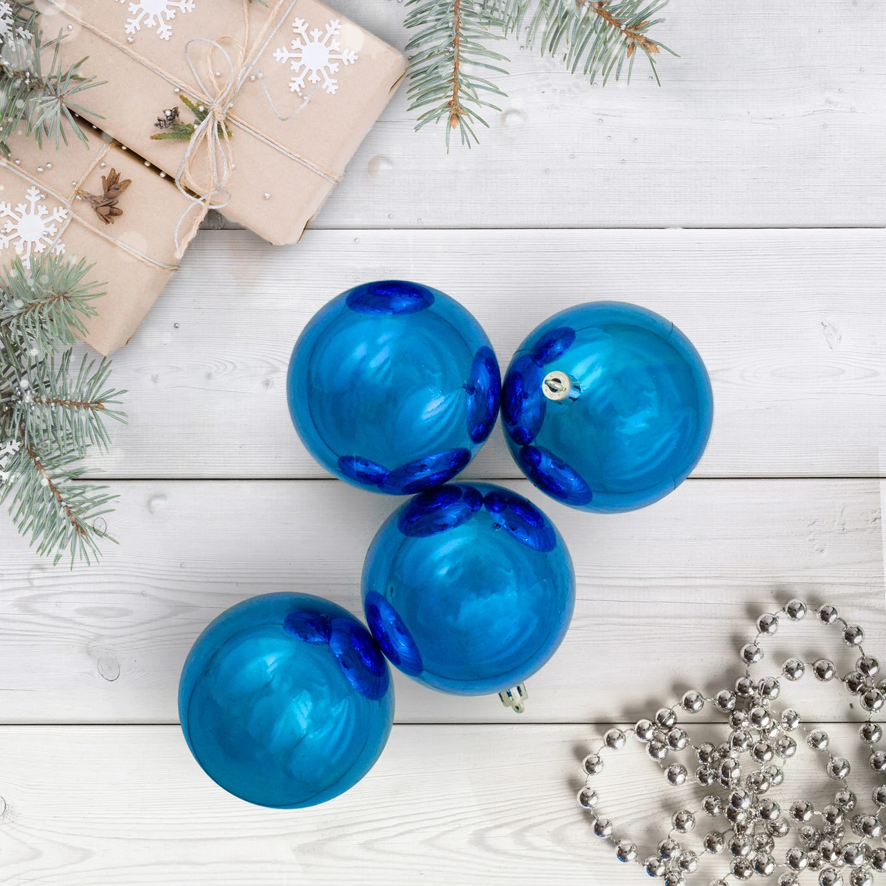 12ct Lavish Blue Shatterproof Christmas Ball Ornaments 4" (100mm) 4 12ct Lavish Blue Shatterproof Christmas Ball Ornaments 4" (100mm) - Image 2