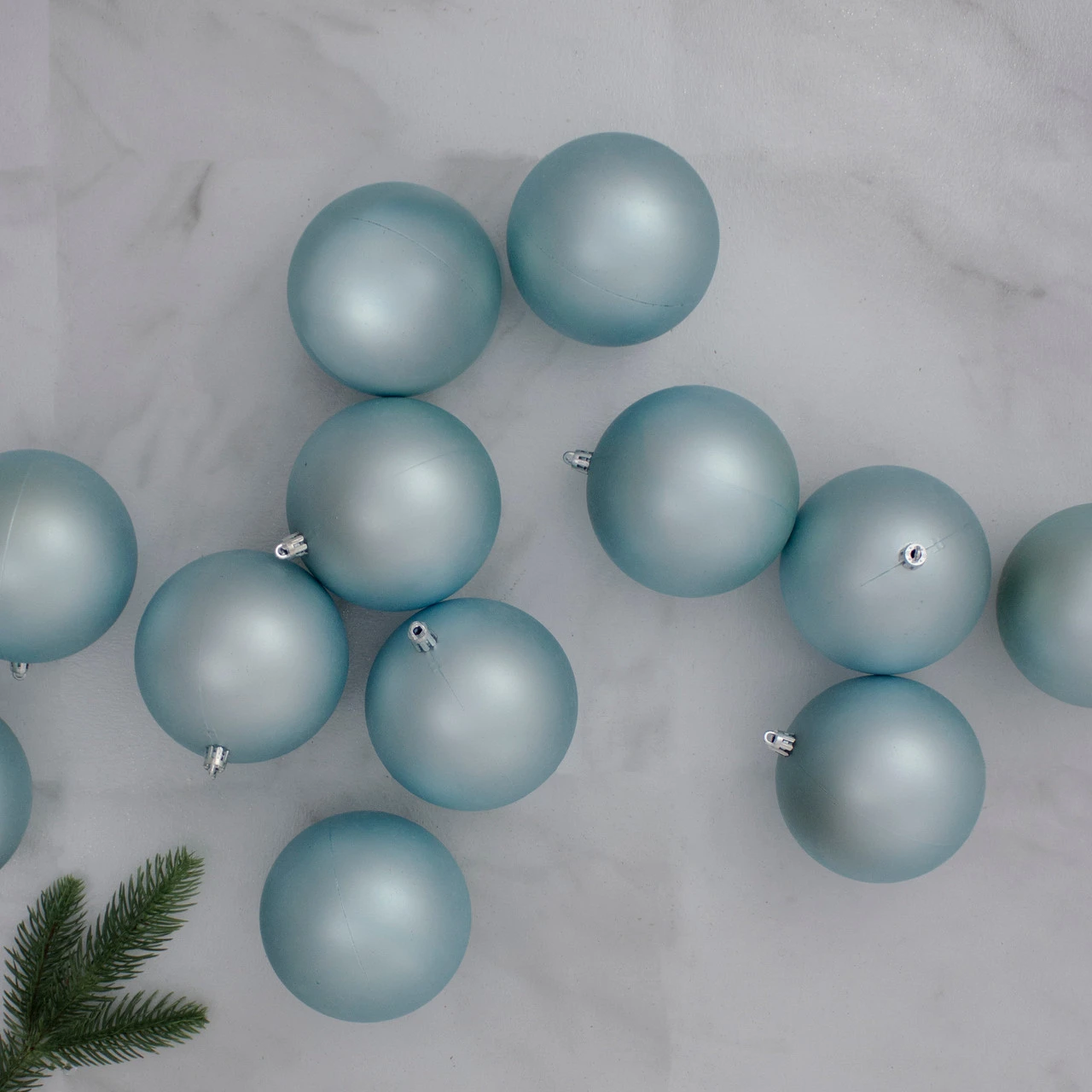 12ct Mermaid Blue Shatterproof Matte Christmas Ball Ornaments 4" (100mm) 4 12ct Mermaid Blue Shatterproof Matte Christmas Ball Ornaments 4" (100mm) - Image 2