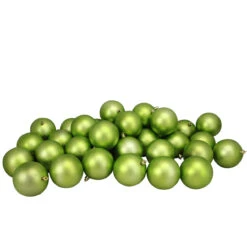32ct Matte Kiwi Green Shatterproof Christmas Ball Ornaments 3.25" (80mm)