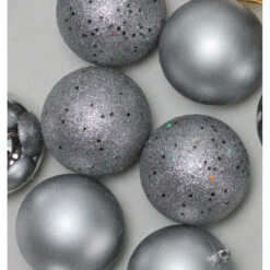32ct Pewter Gray Shatterproof 4-Finish Christmas Ball Ornaments 3.25" (80mm) -Optimal Christmas Shop northlight lj35319 03 09728.1667491218