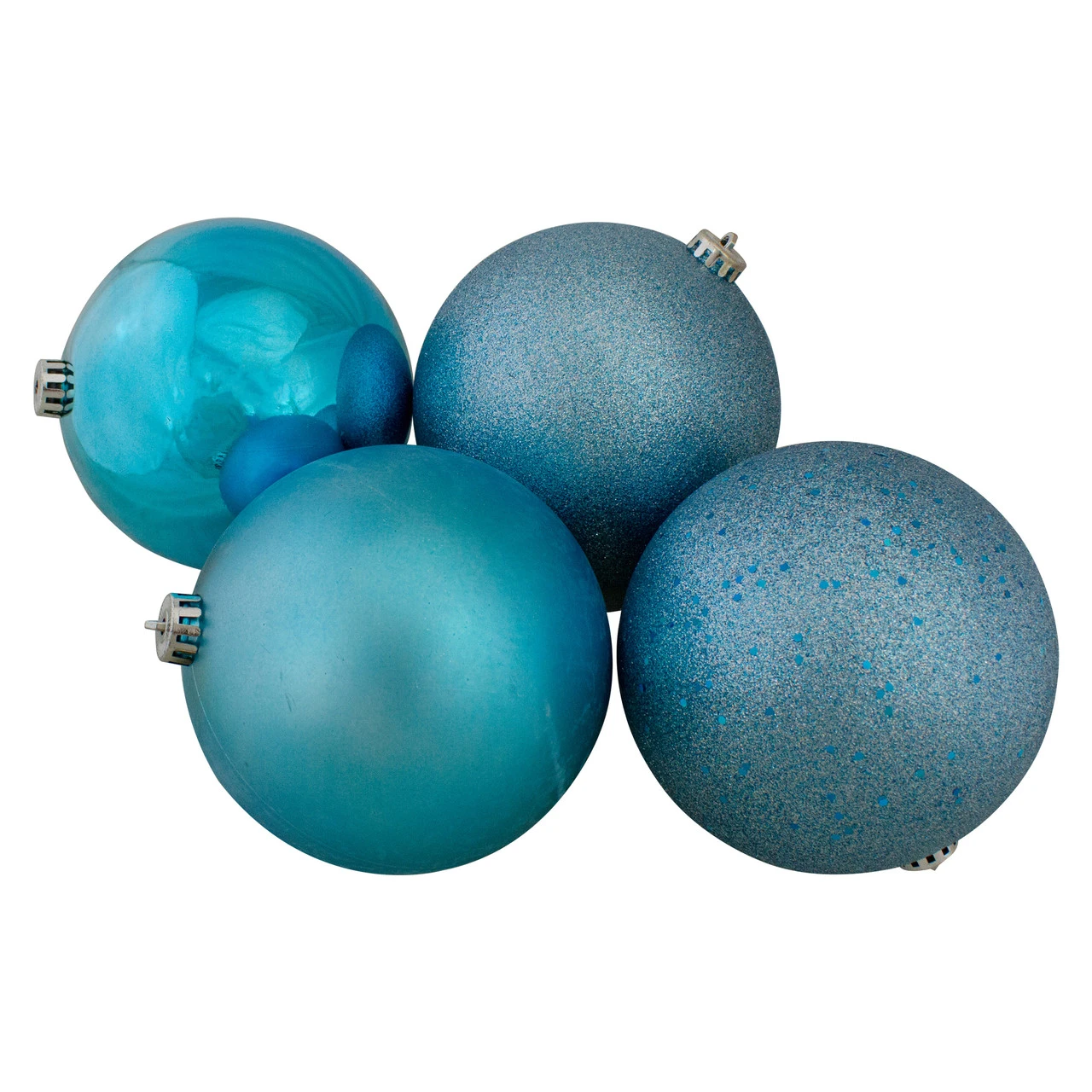 12ct Turquoise Blue Shatterproof 4-Finish Christmas Ball Ornaments 6" (150mm) 4 12ct Turquoise Blue Shatterproof 4-Finish Christmas Ball Ornaments 6" (150mm) - Image 2