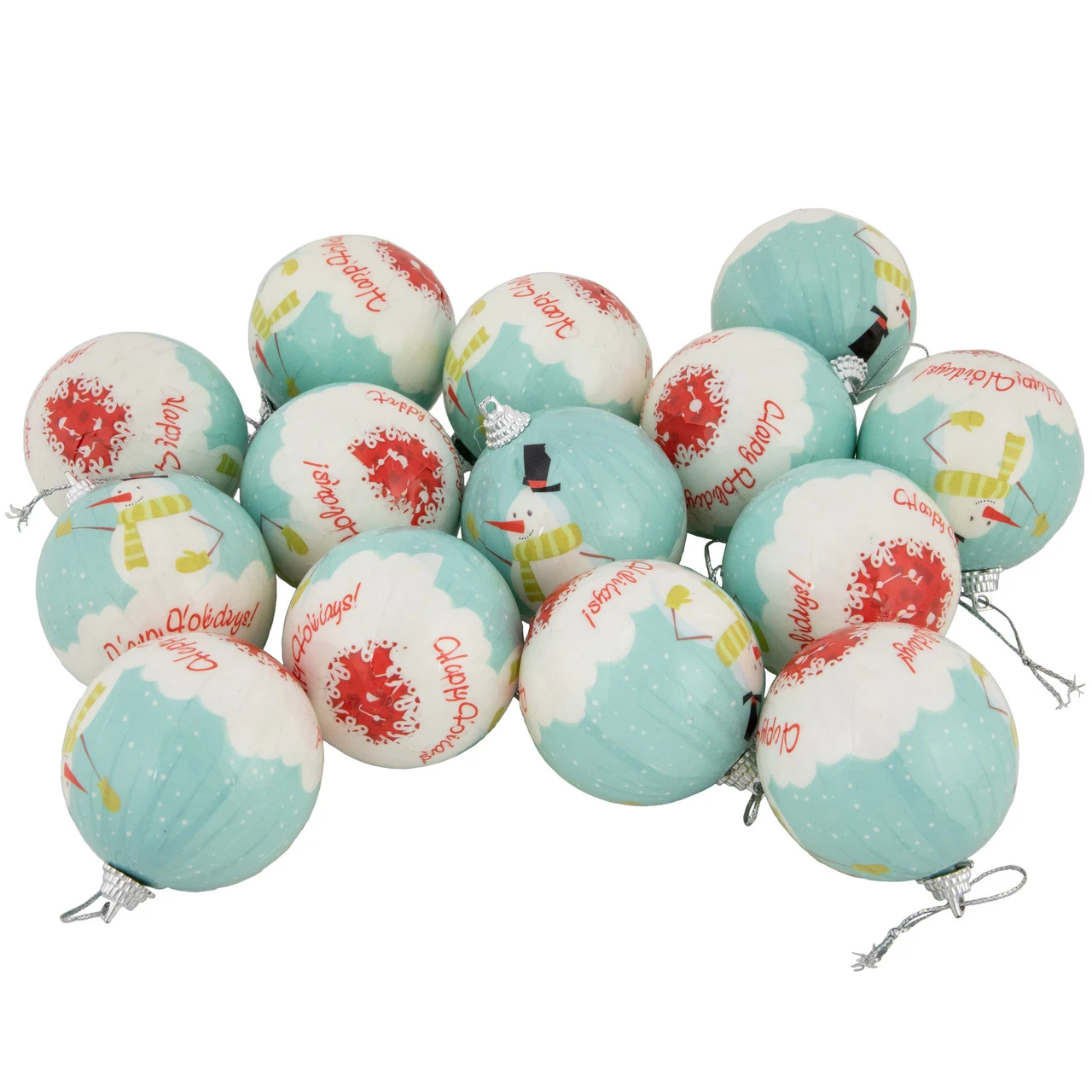 14-Piece Snowmen 'Happy Holidays' Decoupage Christmas Ball Ornament Set, 2.25"(60mm) 3 14-Piece Snowmen 'Happy Holidays' Decoupage Christmas Ball Ornament Set, 2.25"(60mm)