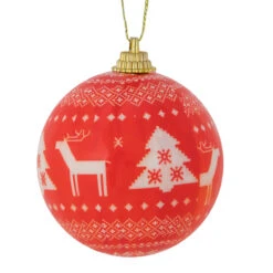 14-Piece Red And White Nordic Decoupage Christmas Ball Ornament Set, 2.25" (60mm) -Optimal Christmas Shop northlight lj92507 2new 14669.1667489845