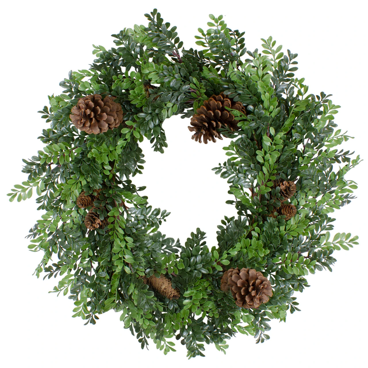 27"Artificial Boxwood And Pine Cone Christmas Wreath-Unlit 3 27"Artificial Boxwood And Pine Cone Christmas Wreath-Unlit
