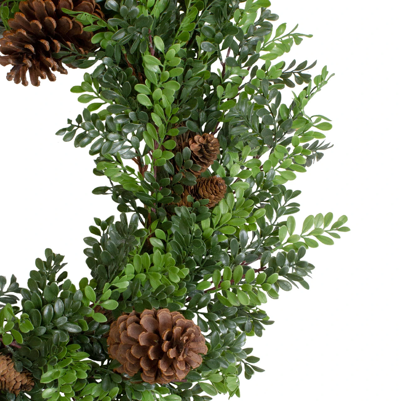 27"Artificial Boxwood And Pine Cone Christmas Wreath-Unlit 4 27"Artificial Boxwood And Pine Cone Christmas Wreath-Unlit - Image 2