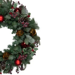 Frosted Long Needle Pine And Ornaments Artificial Christmas Wreath, 32-Inch -Optimal Christmas Shop northlight ll89768 2 68309.1667553560