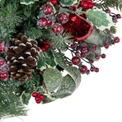 Frosted Long Needle Pine And Ornaments Artificial Christmas Wreath, 32-Inch -Optimal Christmas Shop northlight ll89768 3 35879.1667553560